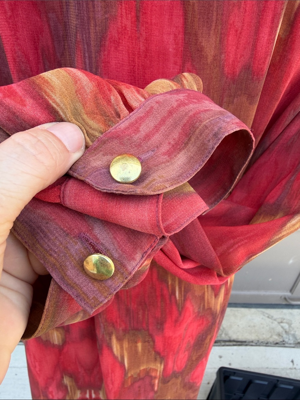 Vintage Banana Republic heritage Red and Brown Long Sleeve Tie-Waist Dress - Picture 4 of 6